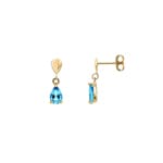 Drop Earrings 375/9 K Yellow Gold with Pear Cut Blue Topaz