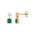 Drop Earrings 375/9 K Yellow Gold with Lab Grown Emerald & Diamonds 0.20 ct - 9KLGE304Y
