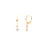 Boucles d'oreilles pendantes or jaune 375/9 ct avec zircones poires