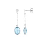 Drop Earrings 375/9 K White Gold with Blue Topazes
