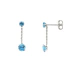 Drop Earrings 375/9 K White Gold with round Blue Topaz