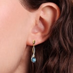 Boucle d'oreilles pendantes or bicolore 750/18 ct avec diamants 0.04 ct H/si & topazes bleues - PE05216-04-GW