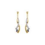Boucle d'oreilles pendantes or jaune 750/18 ct bicolore avec saphir - GL304BS
