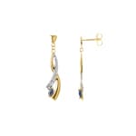 Boucle d'oreilles pendantes or jaune 750/18 ct bicolore avec saphir - GL304BS
