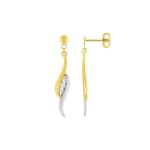 Boucles d'oreilles pendantes or jaune 750/18 ct bicolore avec zircones - 2.7136.Z3