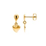 Boucle d'oreilles pendantes or jaune 750/18 ct, Cœur