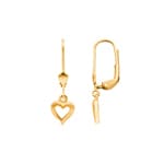 Boucle d'oreilles pendantes or jaune 750/18 ct, Cœur