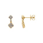 Drop Earrings 750/18 K Yellow Gold Cloverleaves with Diamonds 0.61 ct H/si