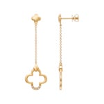 Boucles d'oreilles or jaune 750/18 ct Trèfle avec diamants 0.05 ct - OR-73781-GG