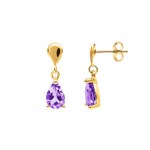 Ohrhänger 750/18 K Gelbgold mit Amethyst Tropfen