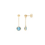 Boucle d'oreilles pendantes or jaune 750/18 ct avec topazes bleue