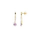 Boucle d'oreilles pendantes or bicolore 750/18 ct avec diamants 0.04 ct H/si & améthystes - PE05216-02-GW