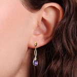 Boucle d'oreilles pendantes or bicolore 750/18 ct avec diamants 0.04 ct H/si & améthystes - PE05216-02-GW