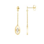 Boucles d'oreilles pendantes or jaune 750/18 ct avec diamants 0.04ct. H/p1