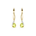 Boucle d'oreilles pendantes or jaune 750/18 ct avec diamants 0.06 ct H/si & péridots - PE5216/07