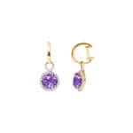Ohrhänger 750/18 K Gelbgold mit Diamanten 0.13 ct H/si & Amethysten