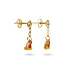 Drop Earrings 750/18 K Yellow Gold with Lacquer, Cap - 15926