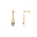 Boucle d'oreilles pendantes or jaune 750/18 ct avec rubis