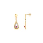 Boucle d'oreilles pendantes or jaune 750/18 ct avec rubis