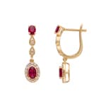 Ohrhänger 750/18 K Gelbgold mit Rubinen & Diamanten 0.14 ct