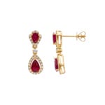 Ohrhänger 750/18 K Gelbgold mit Rubinen & Diamanten 0.25 ct - OR-73719-RUB-GG