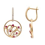 Ohrhänger 750/18 K Gelbgold mit Rubinen & Diamanten 0.29 ct - OR-73808-RUB-GG