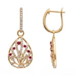 Ohrhänger 750/18 K Gelbgold mit Rubinen & Diamanten 0.50 ct
