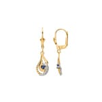 Boucle d'oreilles pendantes or jaune 750/18 ct avec saphir