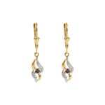 Boucle d'oreilles pendantes or jaune 750/18 ct avec saphir - 1874S