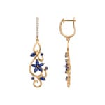 Ohrhänger 750/18 K Gelbgold mit Saphiren & Diamanten 0.12 ct