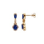 Ohrhänger 750/18 K Gelbgold mit Saphiren & Diamanten 0.19 ct