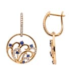 Ohrhänger 750/18 K Gelbgold mit Saphiren & Diamanten 0.29 ct