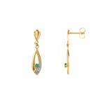 Boucle d'oreilles pendantes or jaune 750/18 ct avec émeraude