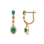 Ohrhänger 750/18 K Gelbgold mit Smaragden & Diamanten 0.14 ct - OR-73715-SMA-GG