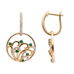 Ohrhänger 750/18 K Gelbgold mit Smaragden & Diamanten 0.29 ct