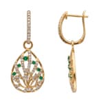 Ohrhänger 750/18 K Gelbgold mit Smaragden & Diamanten 0.50 ct