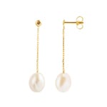 Drop Earrings 750/18 K Yellow Gold with Freshwater Pearl Ø 7mm
