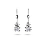Drop Earrings 750/18 K White Gold Teddy Bear with Cubic Zirconia - PE5168/1