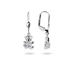 Drop Earrings 750/18 K White Gold Teddy Bear with Cubic Zirconia - PE5168/1
