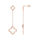 Drop Earrings 750/18 K Rose Gold Cloverleaf with Diamonds 0.04 ct