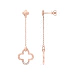 Boucles d'oreilles or rosé 750/18 ct Trèfle avec diamants 0.05 ct
