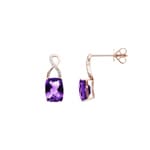 Drop Earrings 750/18 K Rose Gold with Amethyst and Diamonds 0.04 ct H/si