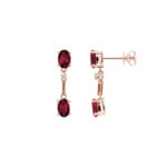 Boucle d'oreilles pendantes or rosé 750/18 ct avec rubis & diamants 0.05 ct H/si