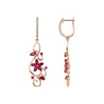 Ohrhänger 750/18 K Roségold mit Rubinen & Diamanten 0.12 ct