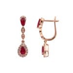 Ohrhänger 750/18 K Roségold mit Rubinen & Diamanten 0.18 ct