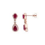 Ohrhänger 750/18 K Roségold mit Rubinen & Diamanten 0.25 ct