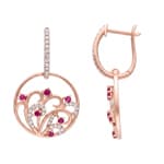 Ohrhänger 750/18 K Roségold mit Rubinen & Diamanten 0.29 ct
