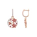 Ohrhänger 750/18 K Roségold mit Rubinen & Diamanten 0.37 ct