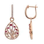 Ohrhänger 750/18 K Roségold mit Rubinen & Diamanten 0.50 ct