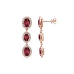 Drop Earrings 750/18 K Rose Gold with Rubies & Diamonds 0.89 ct H/si